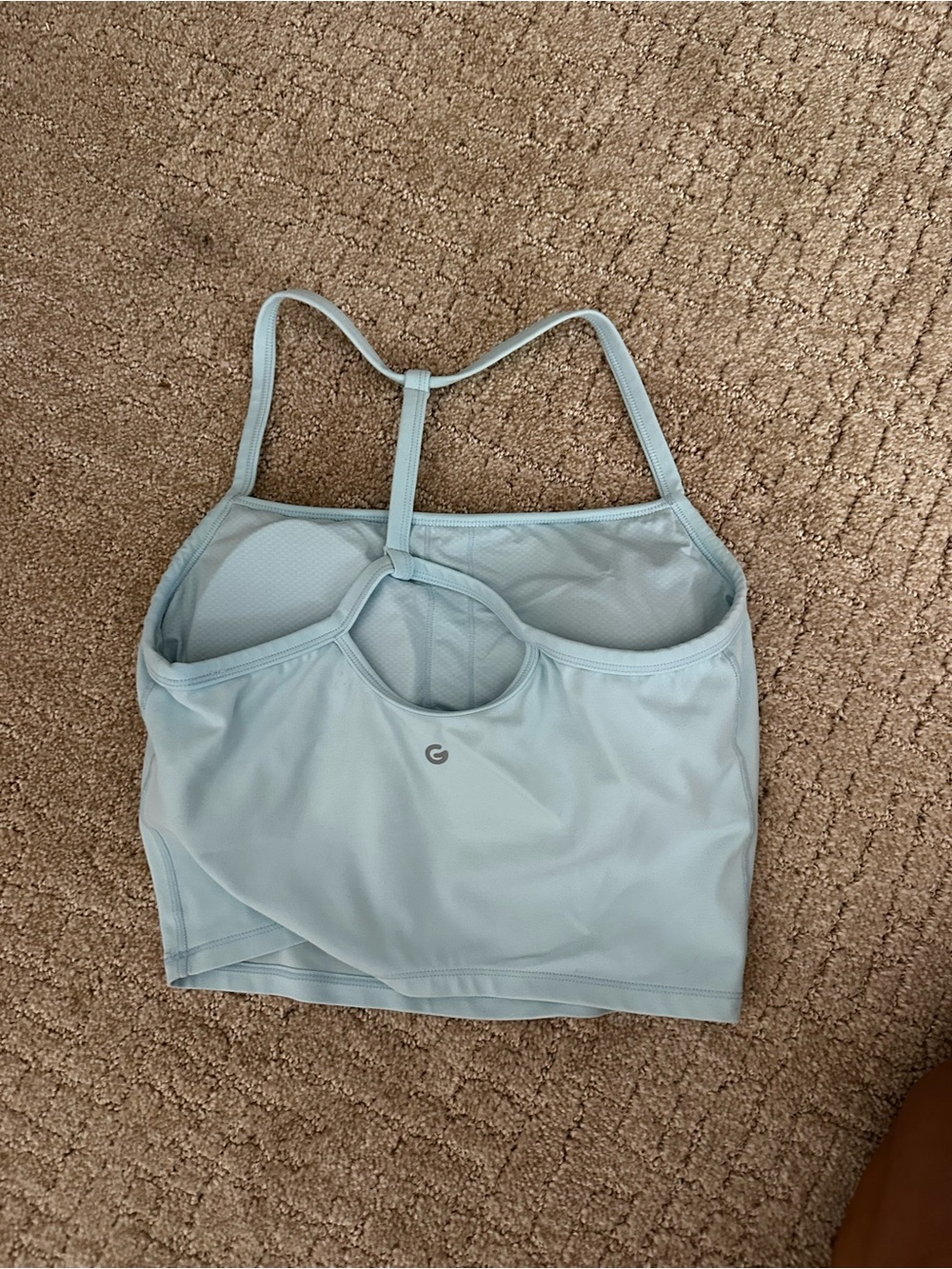 Light Blue Racerback Crop Tank Top - Picture 2 of 3